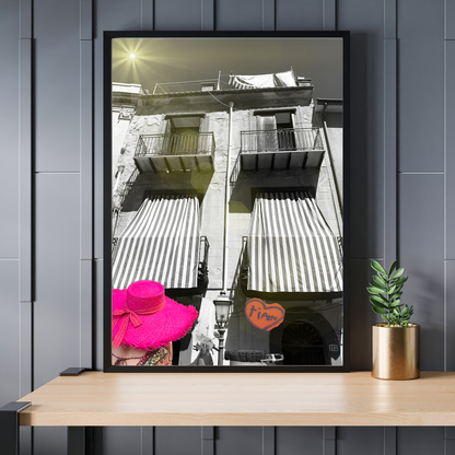 Poster Italien,pinker Sommerhut 40x60 cm